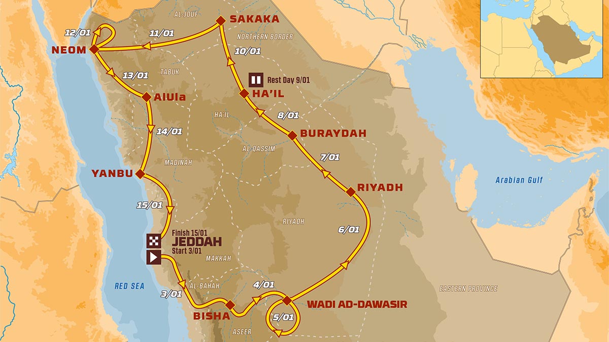Dakar 2021: las etapas 1 mapadakar2021