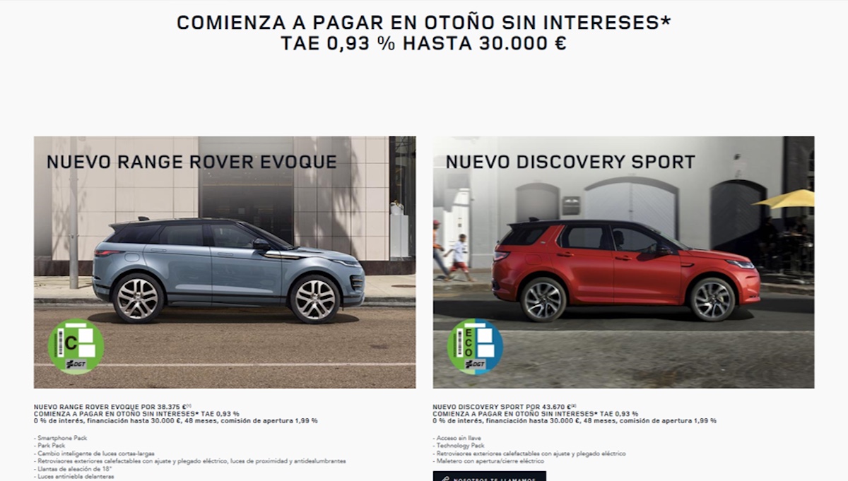 Compra un Land Rover al 0 % de interés y no pagues cuotas hasta octubre 1 ofertas lr