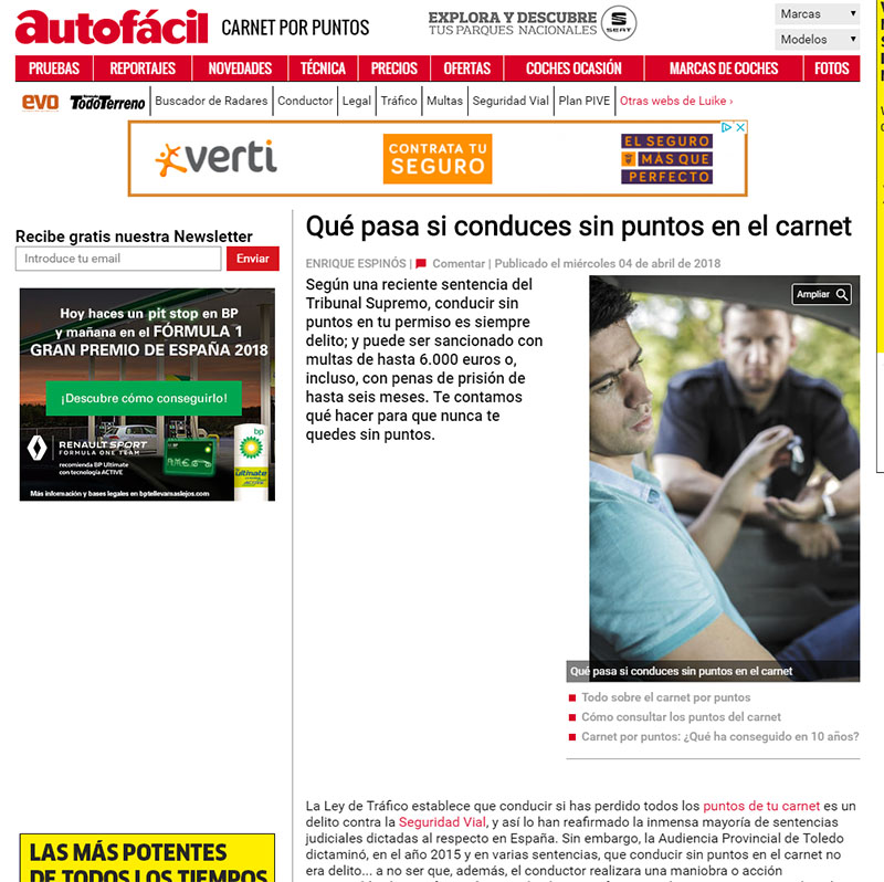 Una matización sobre el caso de conducir sin puntos en el carnet 1 quepasasiconducessincarnet