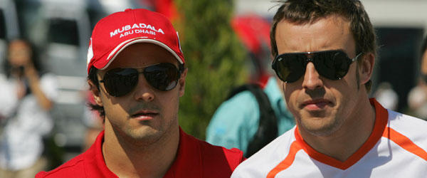 Fernando Alonso junto a Felipe Massa Fernando Alonso junto a Felipe Massa