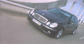 mercedes e55 junio 2003 frontal tres cuartos picado