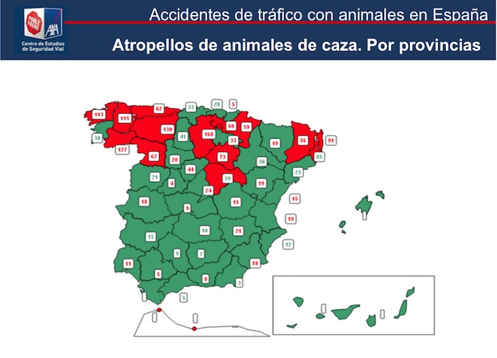 Accidents de trafico con animales porprovincias