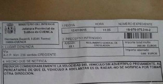 Multa por frenar