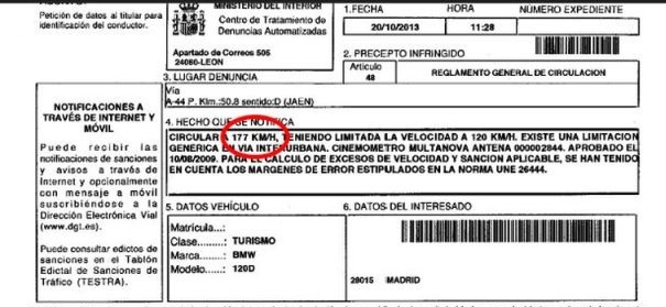 Multa de velocidad
