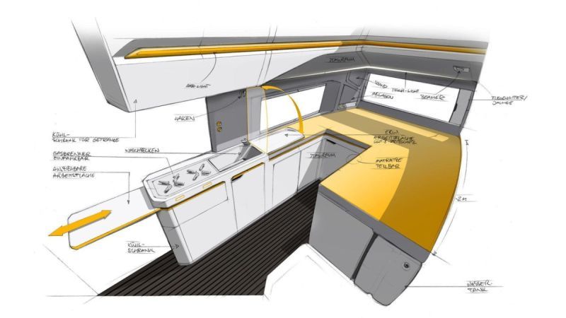 Boceto interior del Volkswagen California XXL Concept