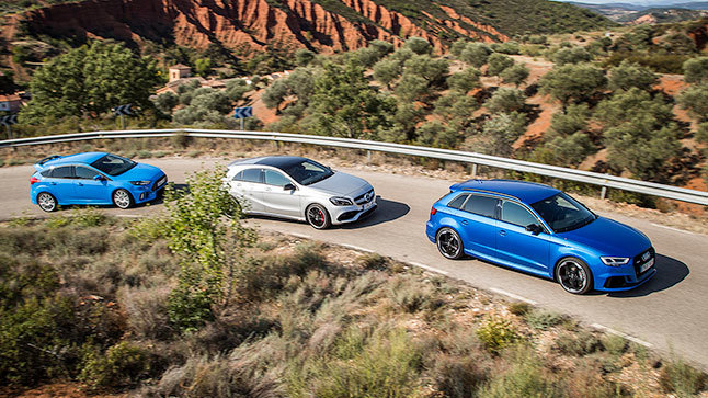 Comparativa: Audi RS 3 vs Ford Focus RS vs Mercedes-AMG A 45