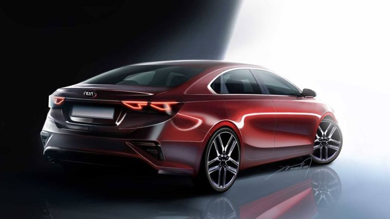 Boceto de la trasera del Kia Forte 2018