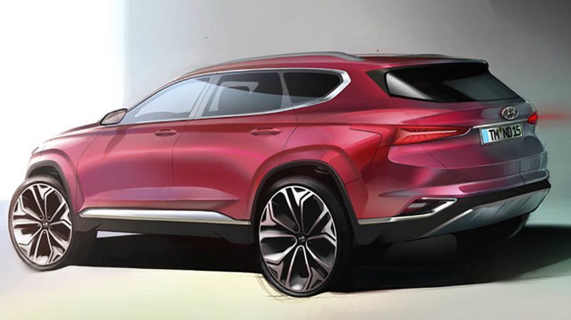 Boceto de la zaga del Hyundai Santa Fe 2018