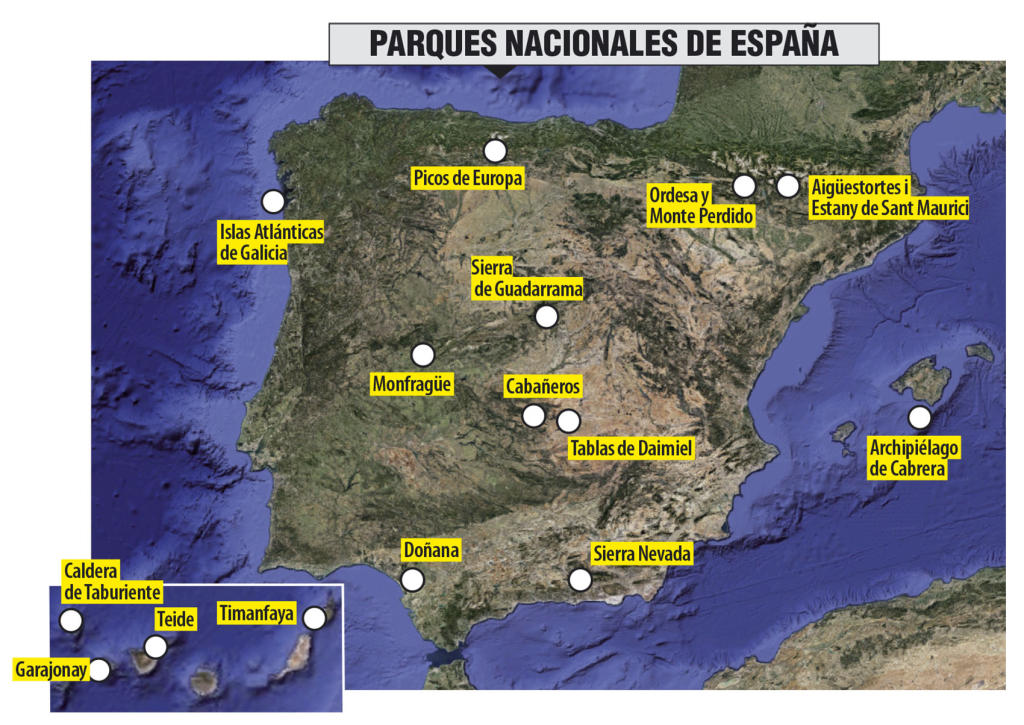 mapa de los parques nacionales de España