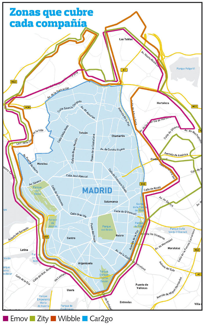 Mapa del Carsharing en MAdrid