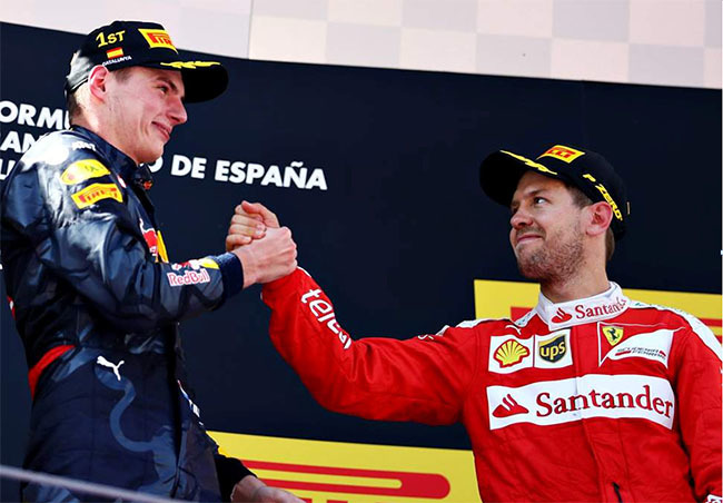 Sebastien Vettel y Max Verstappen