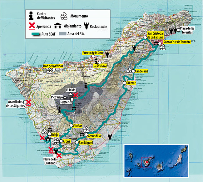 mapa ruta Teide