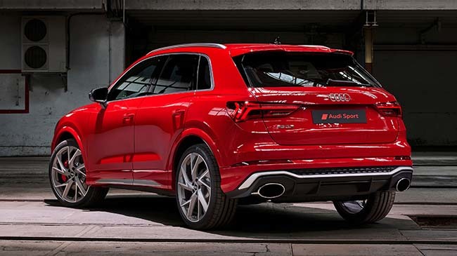 audi rs q3 rojo tres cuartos trasero baja