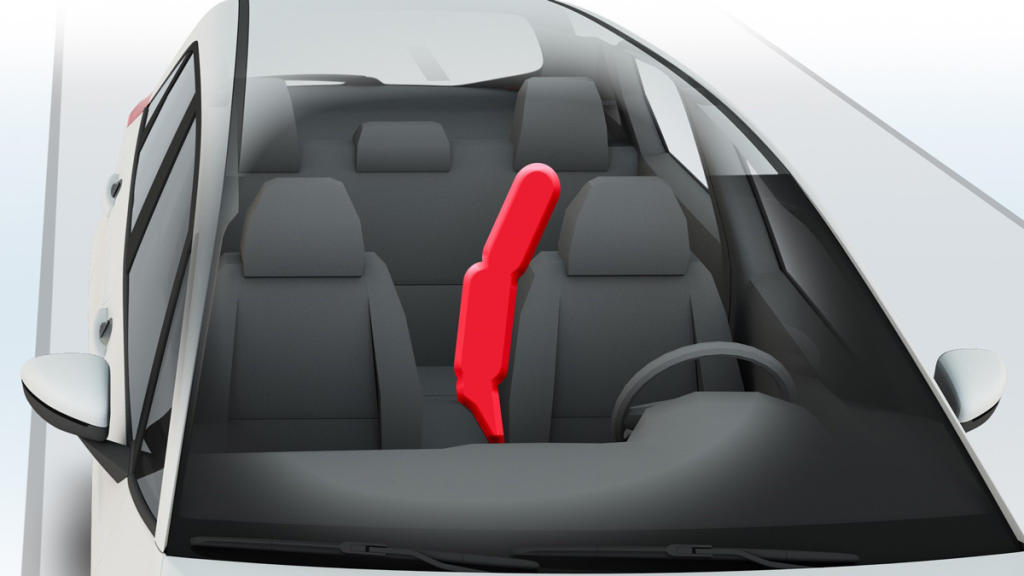 Airbag central; ubicación ilustrada. 