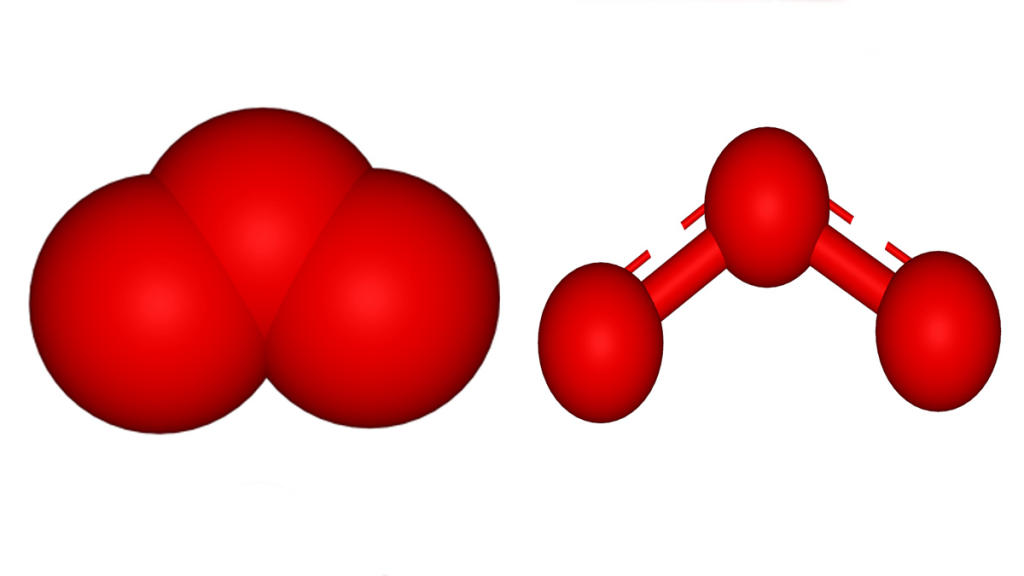 Modelo atómico y de enlaces del ozono