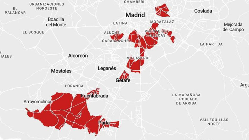 zonas confinadas de Madrid