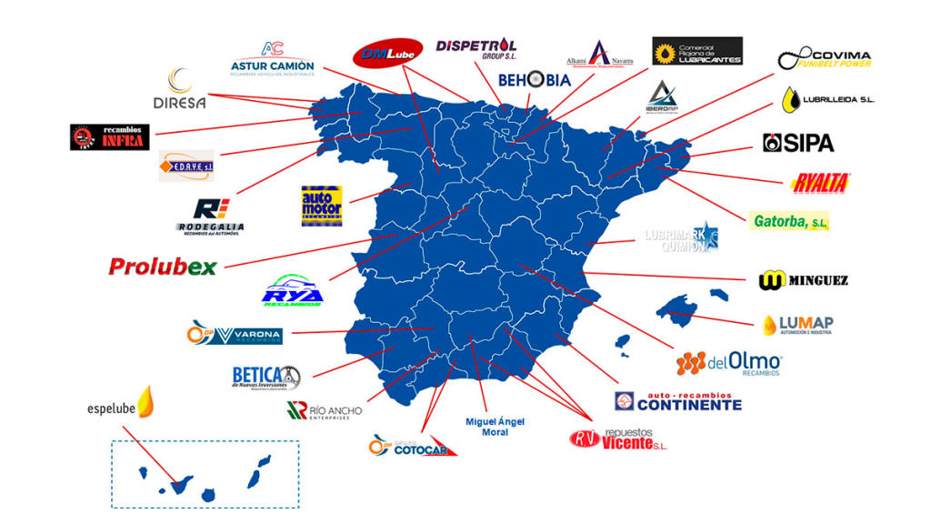 Mapa distribuidores Fuch España