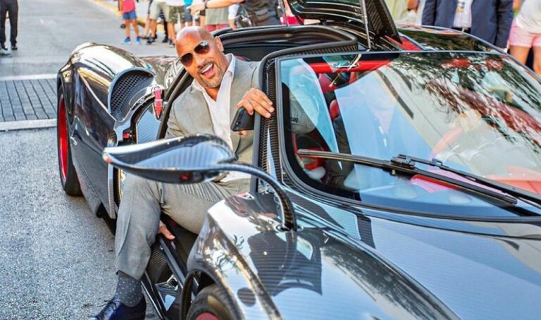 dwayne the rock johnson in a pagani huayra image via dupont registry100558693l