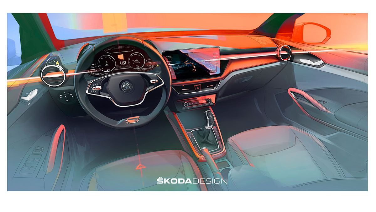 Skoda desvela el primer render oficial del interior del nuevo Skoda Fabia 1 imagen3