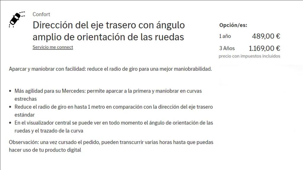 equipamientos por suscripción Mercedes EQE