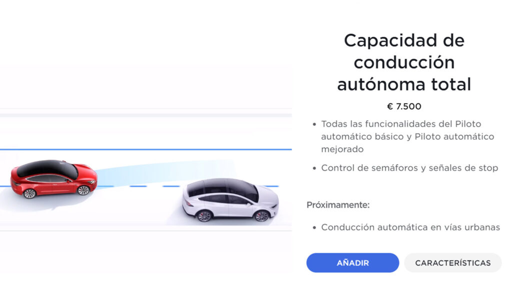 Configurador de Tesla - Compra de conducción Autónoma Total