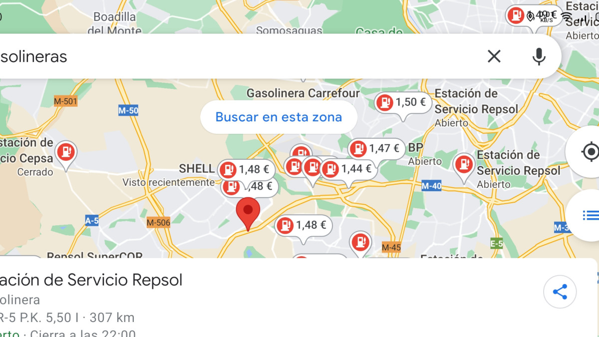 precio gasolina Google Maps