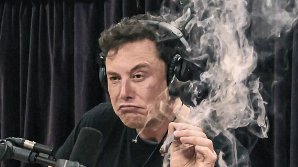 Elon Musk Tesla fumando