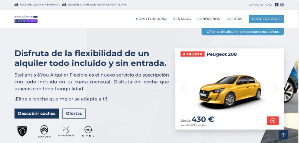 Coches por suscripcion alquiler flexible