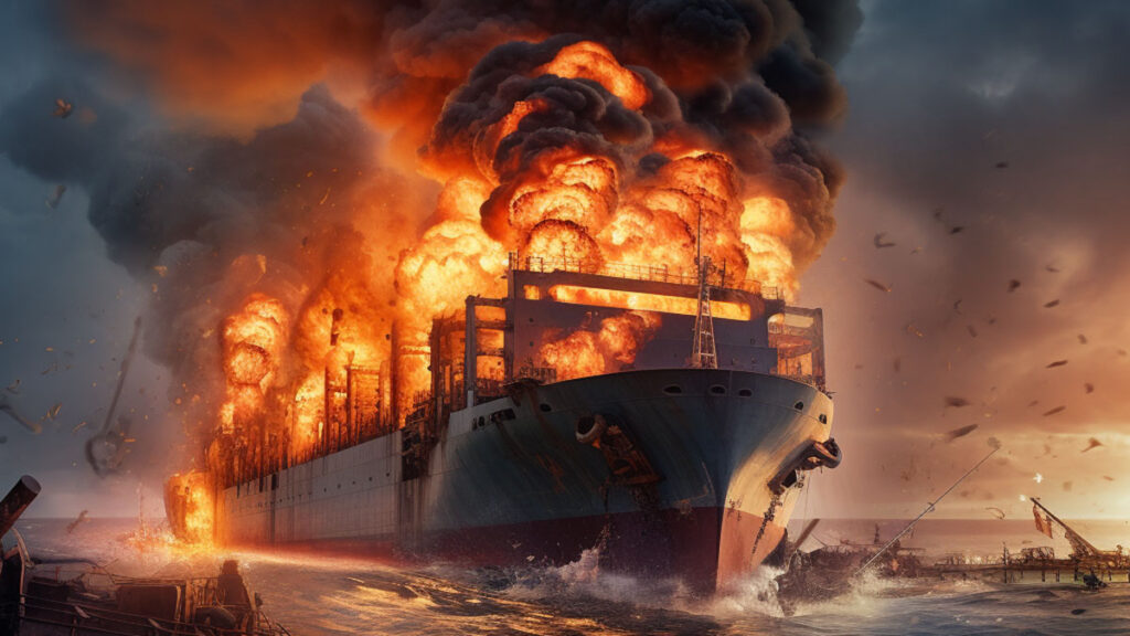 barco ardiendo