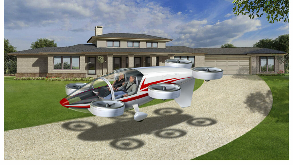 coche volador Epiphany Transporter with background