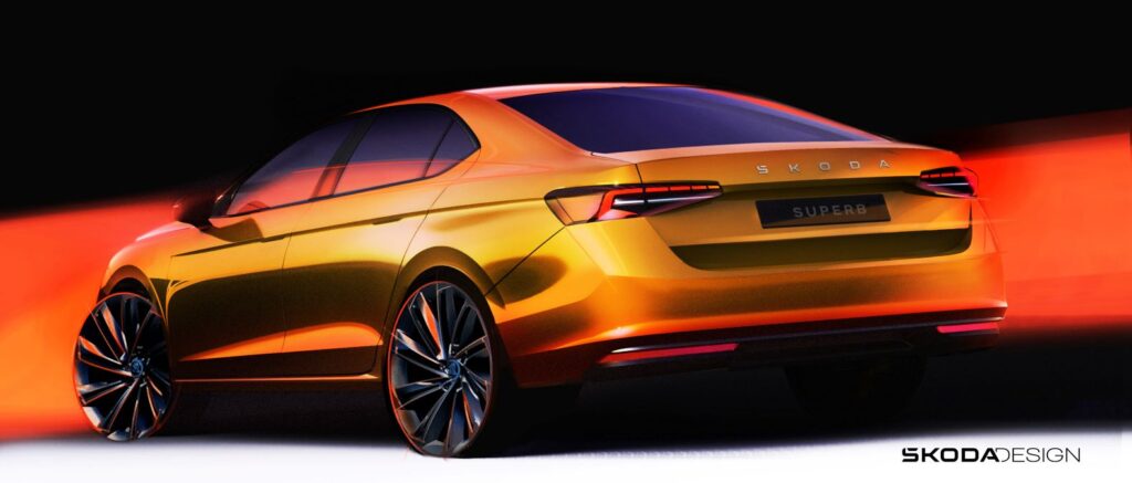 skoda-superb-berlina-2024-boceto-exterior-trasera