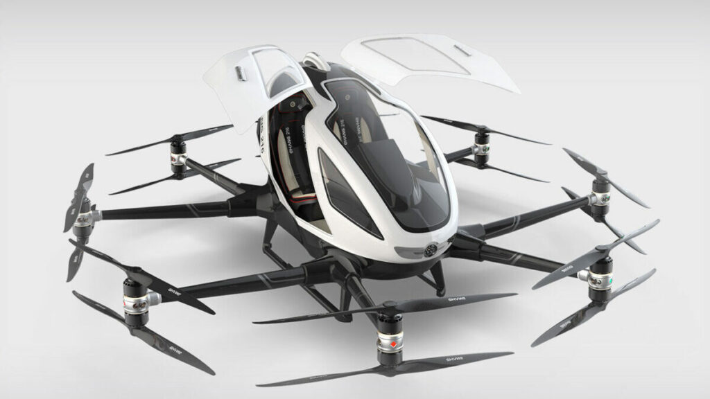 Coche volador taxi volador EHang detalle