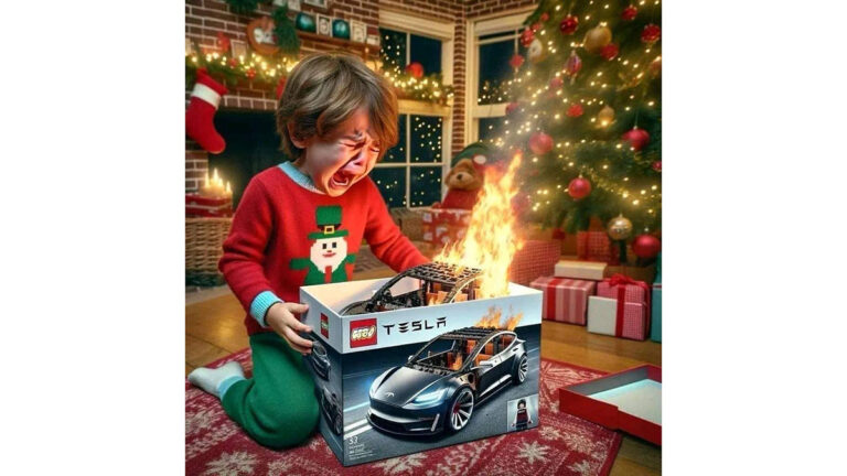 Tesla juguete ardiendo