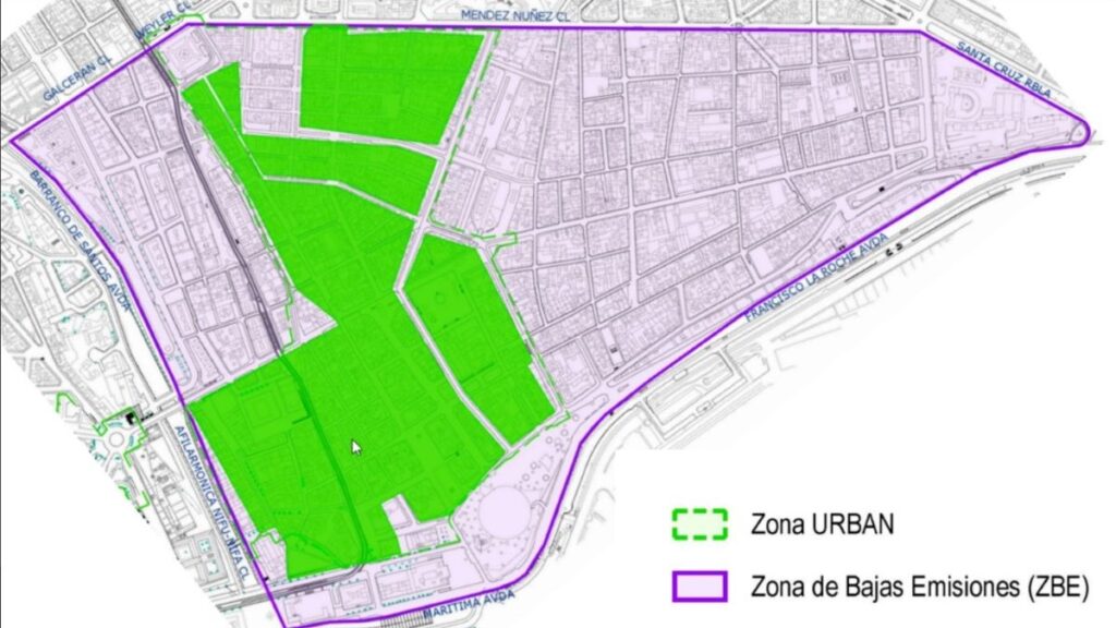 calles de la ZBE de Santa Cruz de Tenerife