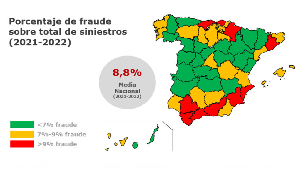 Mapa de los fraudes a los seguros de coche
