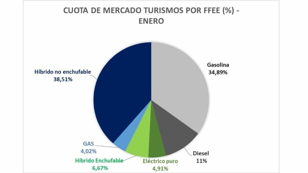 ventas de coches electrificados enero de 2024