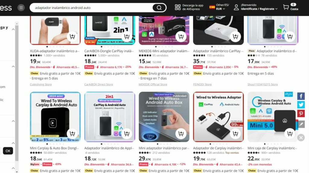 Adaptador inalambrico Android Auto oferta Aliexpress