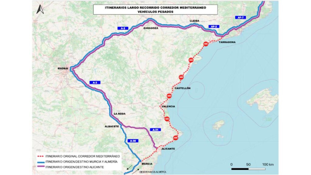 Restricciones de tráfico por la DANA en Valencia para camiones y rutas alternativas