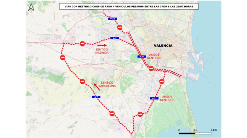 Restricciones de tráfico por la DANA en Valencia para camiones y rutas alternativas