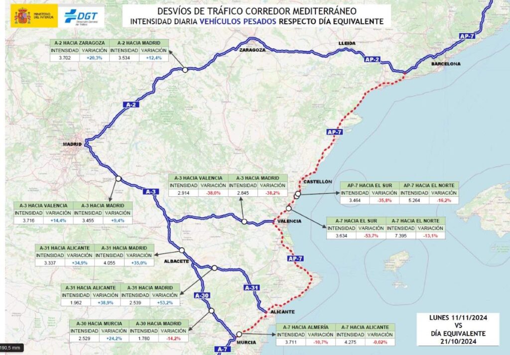 desvíos tráfico carreteras DANA Valencia
