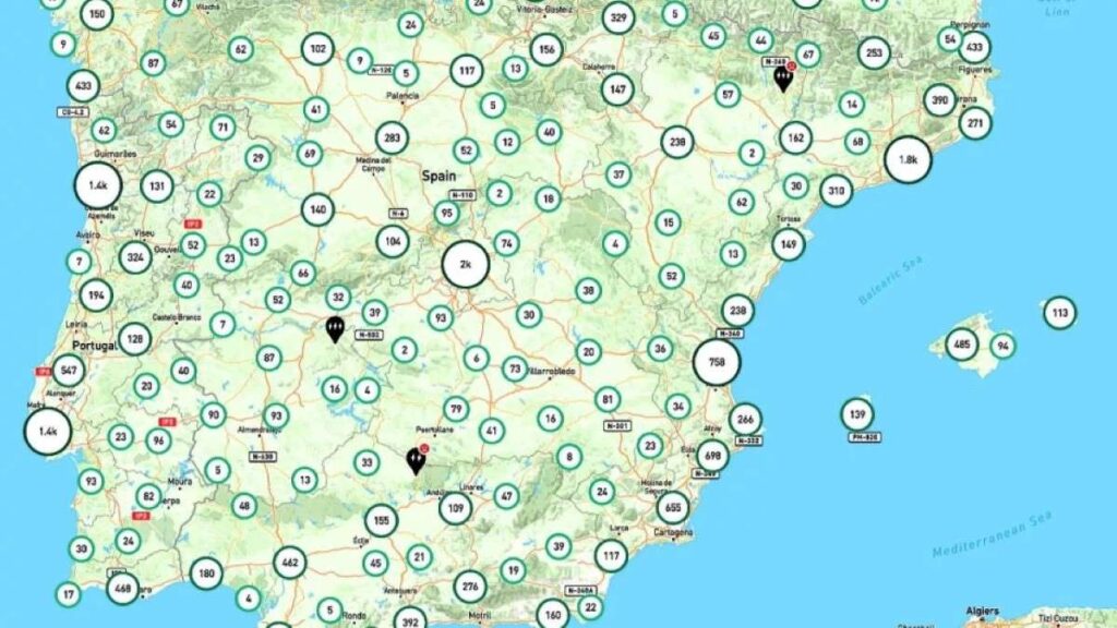 mapa de puntos de carga