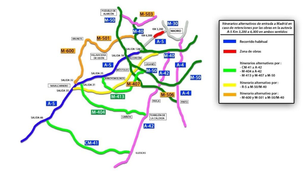 rutas alternativas DGT soterramiento A-5