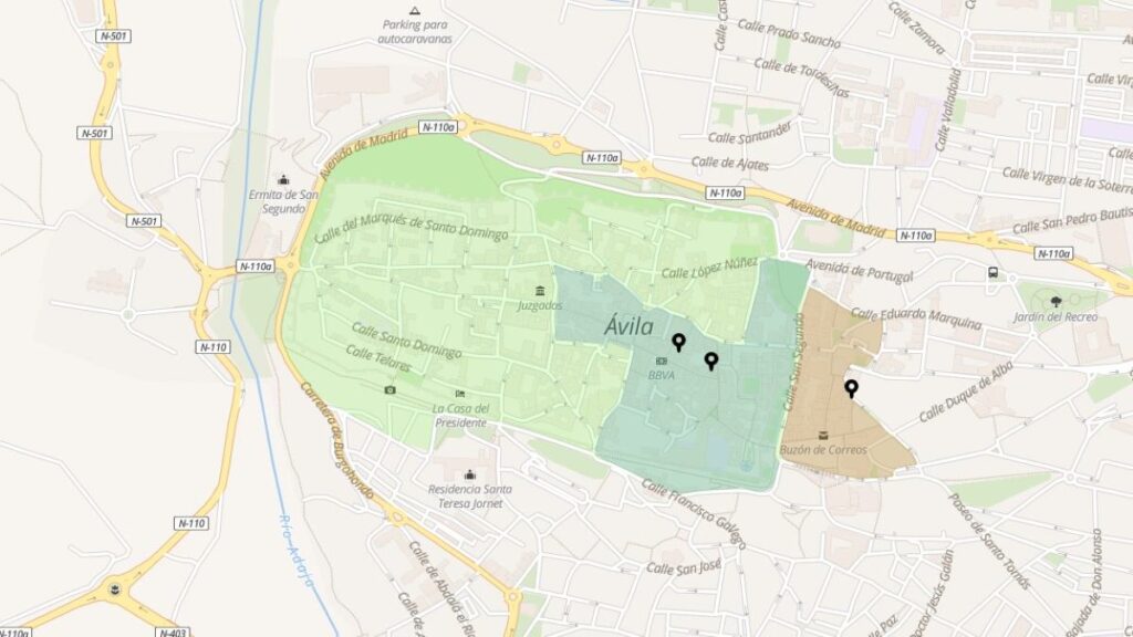 La Zona de Bajas Emisiones (ZBE) de Ávila: calles afectadas, vehículos con restricciones, horarios, multas 10 mapa ZBE de Ávila