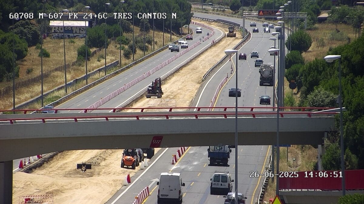 Cortes carreteras Madrid M-607 PK 24+600 OBRAS