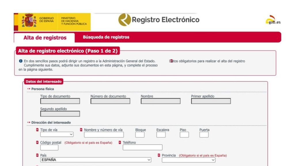 Registro eléctronico DGT