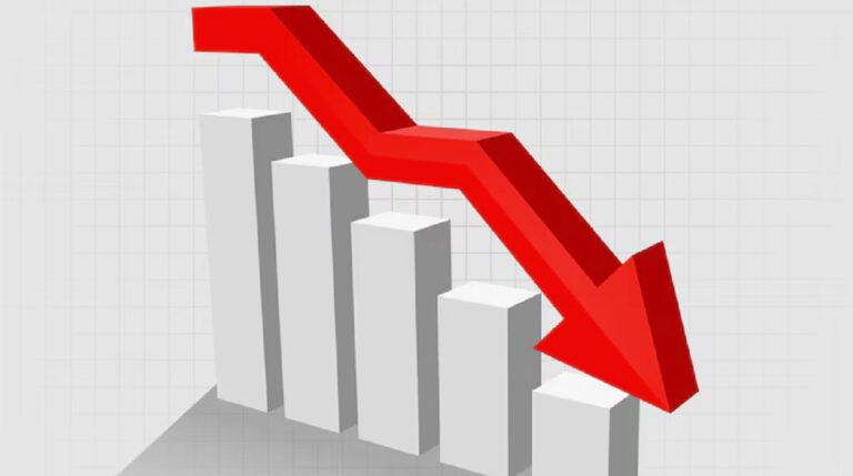 descenso mercado valores caida flecha roja que cae 1017 37132