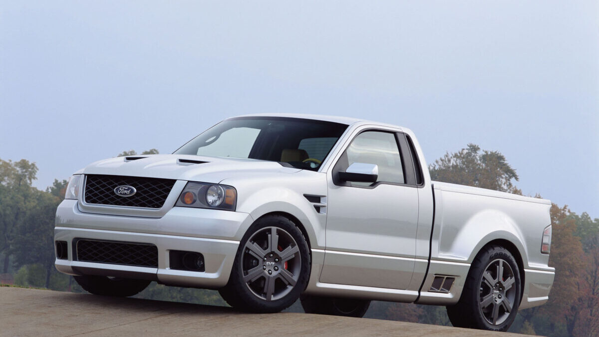 Ford SVT Lightning Concept. The SVT F-150 Lightning concept previews the 2004 version of the world's fastest pickup. It's all-aluminum, supercharged, inter-cooled, 5.4-liter DOHC V-8 has 500 hp--plus 50 hp more on demand short term from its speed secret SuperCooler technology.