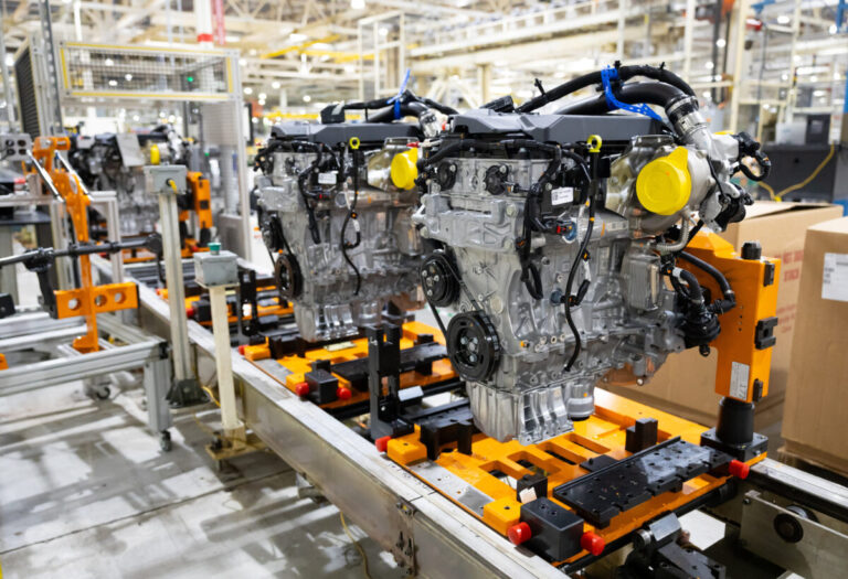 Fully assembled EP6 engines wait to be moved for shipment to the