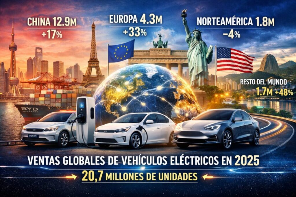 Ventas vehículos electrificados mundiales 2025