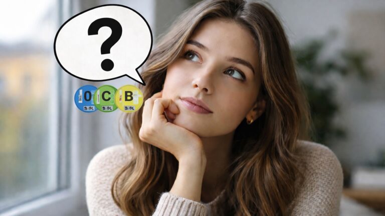 chica pensativa etiqueta medioambiental